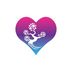 Love tree with heart leaves vector illustration