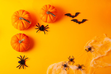 Halloween scene on orange background