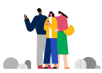 Vector illustration with guy and a girl, Best Friends concept. People character vector illustration flat design. Use in Web Project and Applications.