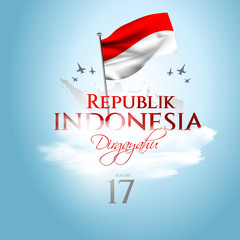 Fototapeta na wymiar Happy Independence Day Indonesia! Dirgahayu Republik Indonesia Dirgahayu republik indonesia, Independence day of Indonesia is celebrated on August 17th each year.