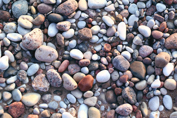 smooth colorful pebbles on the beach