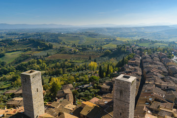 Fototapeta na wymiar San Gimignano medieval town view from above, Tuscany, Italy
