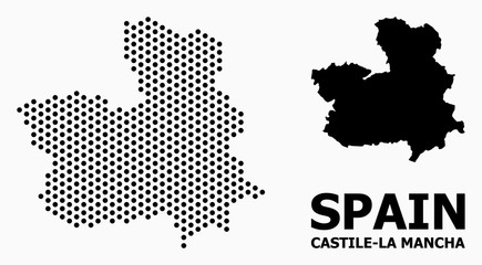Fototapeta premium Pixelated Mosaic Map of Castile-La Mancha Province
