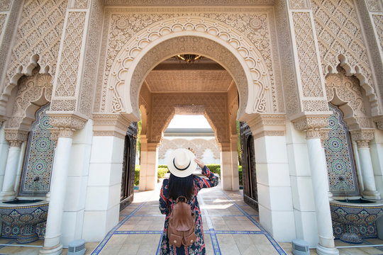 Tourist is sightseeing at Morocco Pavilion in Putrajaya district in Malaysia.
