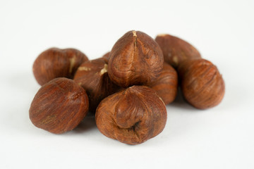 hazelnuts isolated on white background close-up macro, design, mockup