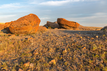 Red Rock Coulee near the Town of Orion and Seven Persons in Alberta, Canada