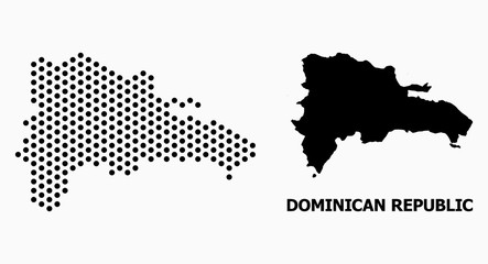 Pixelated Mosaic Map of Dominican Republic - obrazy, fototapety, plakaty