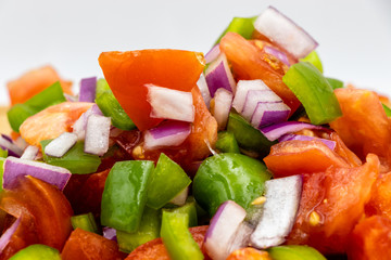 Colourful chopped vegetables on a wooden cutting board. Calgary, Alberta, Canada