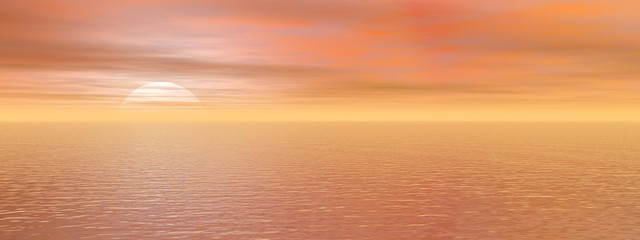 Obraz na płótnie Canvas Beautiful sunset on the sea - 3d rendering
