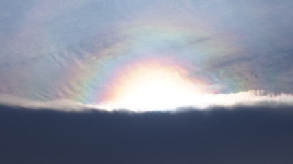 Naklejka na ściany i meble half Double Rainbow in sky cloud