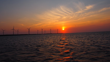 Windmill in sunset in Taichung