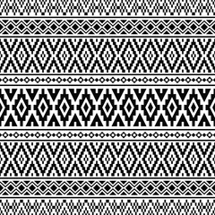 Ikat aztec ethnic pattern in black and white color. Indoan, Native, Navajo, Inca design