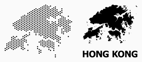 Pixel Pattern Map of Hong Kong - obrazy, fototapety, plakaty