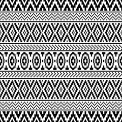 Ikat Traditional Aztec Pattern in black and white color. Tribal Ethnic Pattern Abstract vector for template and background design 