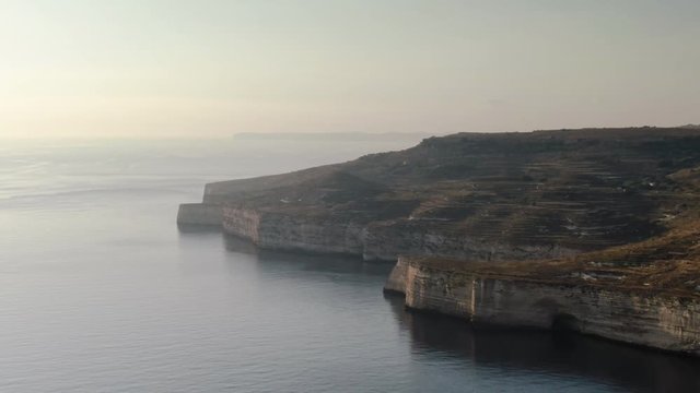 High Aerial Shot in Malta at Dingli Cliffs