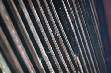 Diagonal View of Weathered Timber Planks Background.