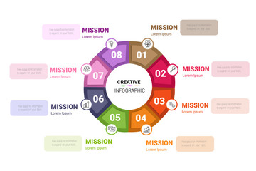 Circle Infographic thin line design and 8 options or steps. Infographics for business concept. 