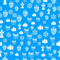Fototapeta na wymiar Winter white snowflakes card vector on blue background. Macro flying border illustration, holiday banner with flakes confetti scatter frame, snow elements. Cold season symbols. Wrapping paper and foil