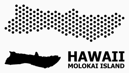 Dot Mosaic Map of Molokai Island