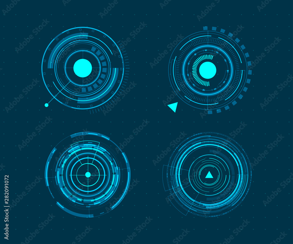 Wall mural Vector icon set technology circle design.