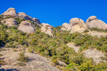 Fototapeta na wymiar scenery with shaped mountain rocks of Montserrat 