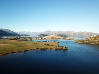 Fototapeta na wymiar Aerial view Glendu Bay, Lake Wanaka, Wanaka, New Zealand
