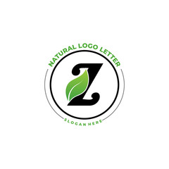 Letter Z With Leaf Logo. Green leaf logo icon vector design. Landscape design, garden, Plant, nature and ecology vector. Editable file.