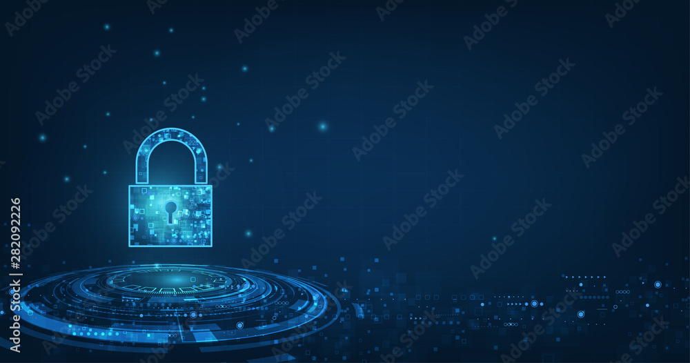 Poster padlock with keyhole icon in. personal data security illustrates cyber data or information privacy i
