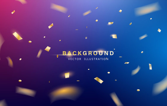 Abstract background. Party, Celebration or special birthday background with golden shiny glitters or ribbon falling in gradient background. Creative and Modern design in EPS10 vector illustration.