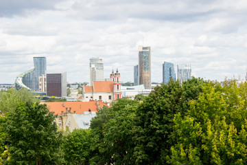 Beautiful view of old town and modern quarter. Vilnius, Lithuania
