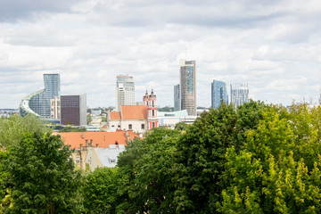 Fototapeta premium Beautiful view of old town and modern quarter. Vilnius, Lithuania