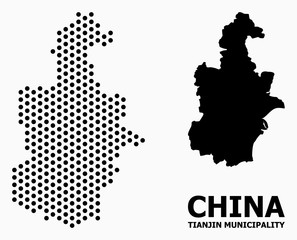Obraz premium Pixel Mosaic Map of Tianjin Municipality
