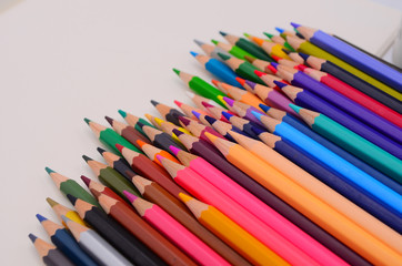 Pencil color on whiteground, 72 colour, mix color, white light, isolated