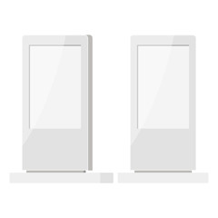 Set promotional interactive information kiosk mockup outdoor billboard marketing panel.