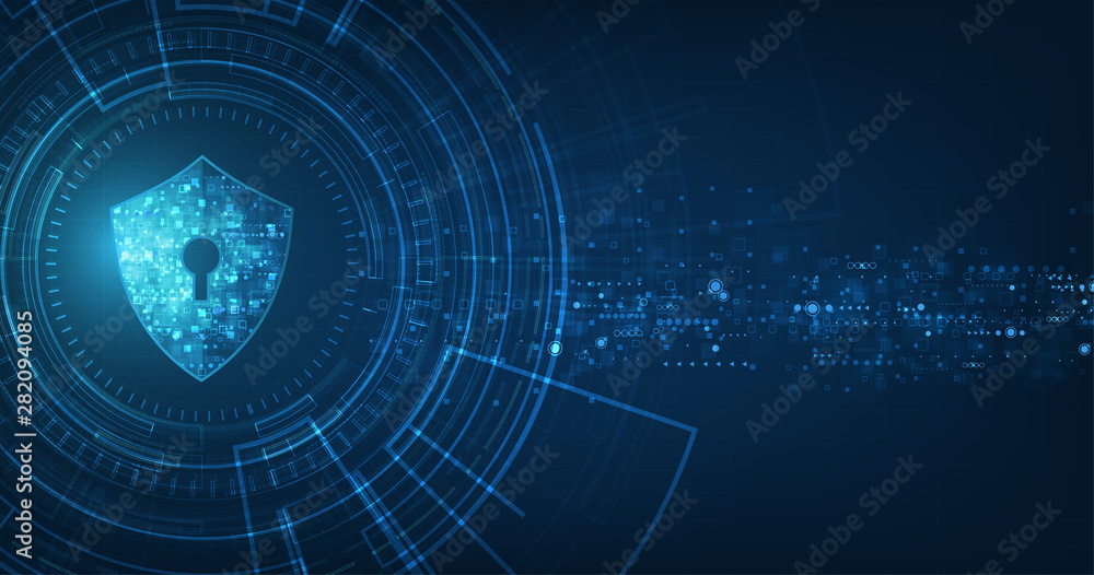 Poster abstract security digital technology background.protection mechanism and system privacy.vector illus
