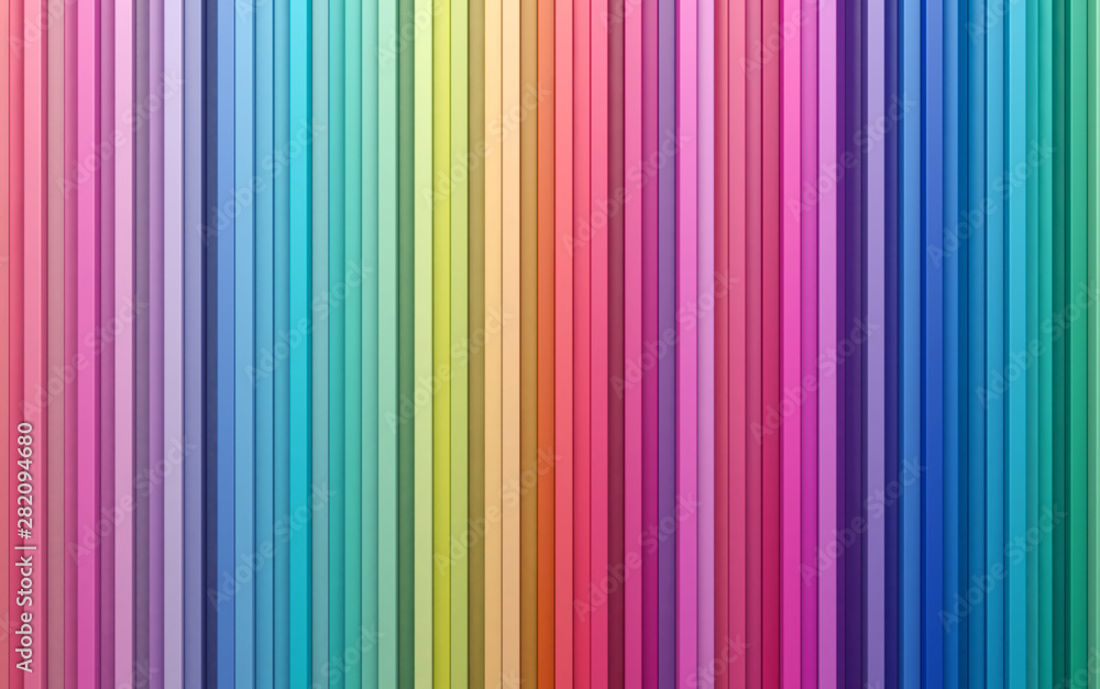 Aufkleber 3d rendering abstract background colorful strips wall