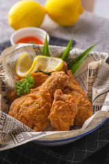 grilled chicken with sauce and vegetables