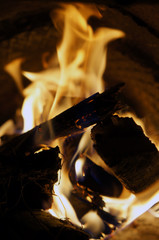 fire in fireplace