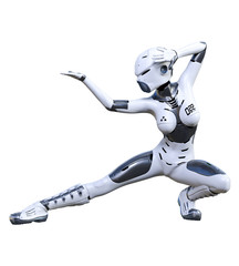 Robot woman. Matte metal droid. Artificial Intelligence.