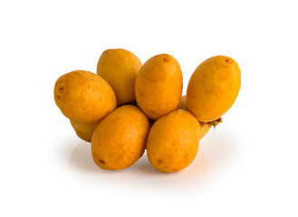 Bunch of Fresh Date Fruit Isolated on White Background, Clipping Path