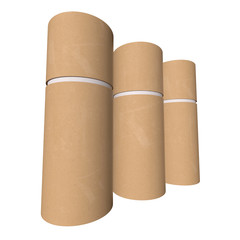 Kraft paper cardboard tube package mock up. 3d render isolated on white background.
