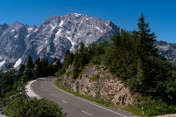Naklejka premium Rossfeld Panorama Strasse Alpine pass road in Berchtesgaden National Park in Bavaria, Germany Europe in the summer of 2019