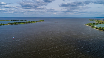 AERIAL VIEW OF CITY PANO WITH RIVER 