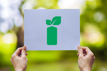 save world ecology concept environmental conservation with hands holding leaves battery saving energy showing