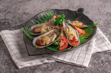 grilled salmon steak with vegetables