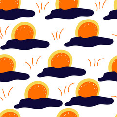 Vector Seamless childish pattern with sunset . Creative kids texture for fabric, wrapping, textile, wallpaper, apparel