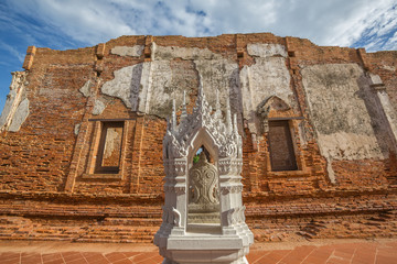 Historic site of Thai Temple, Wat Yai Chom Prasat - Samut Sakhon, Thailand