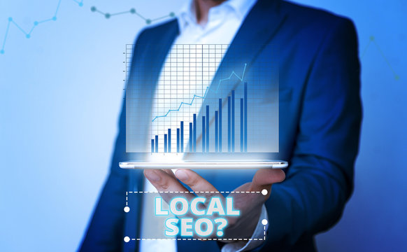 Word writing text Local Seoquestion. Business photo showcasing incredibly effective way to market your local business online