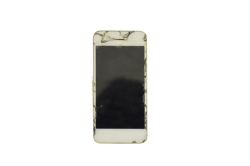 Cracked or Broken Screen Broken LCD or glass isolated on white background with Clipping path
