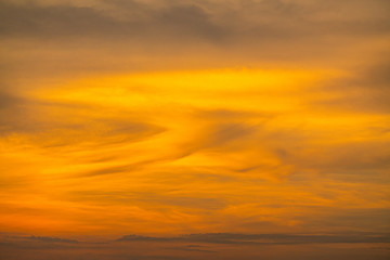 Sunset sky background, colorful sky, bright yellow cloud